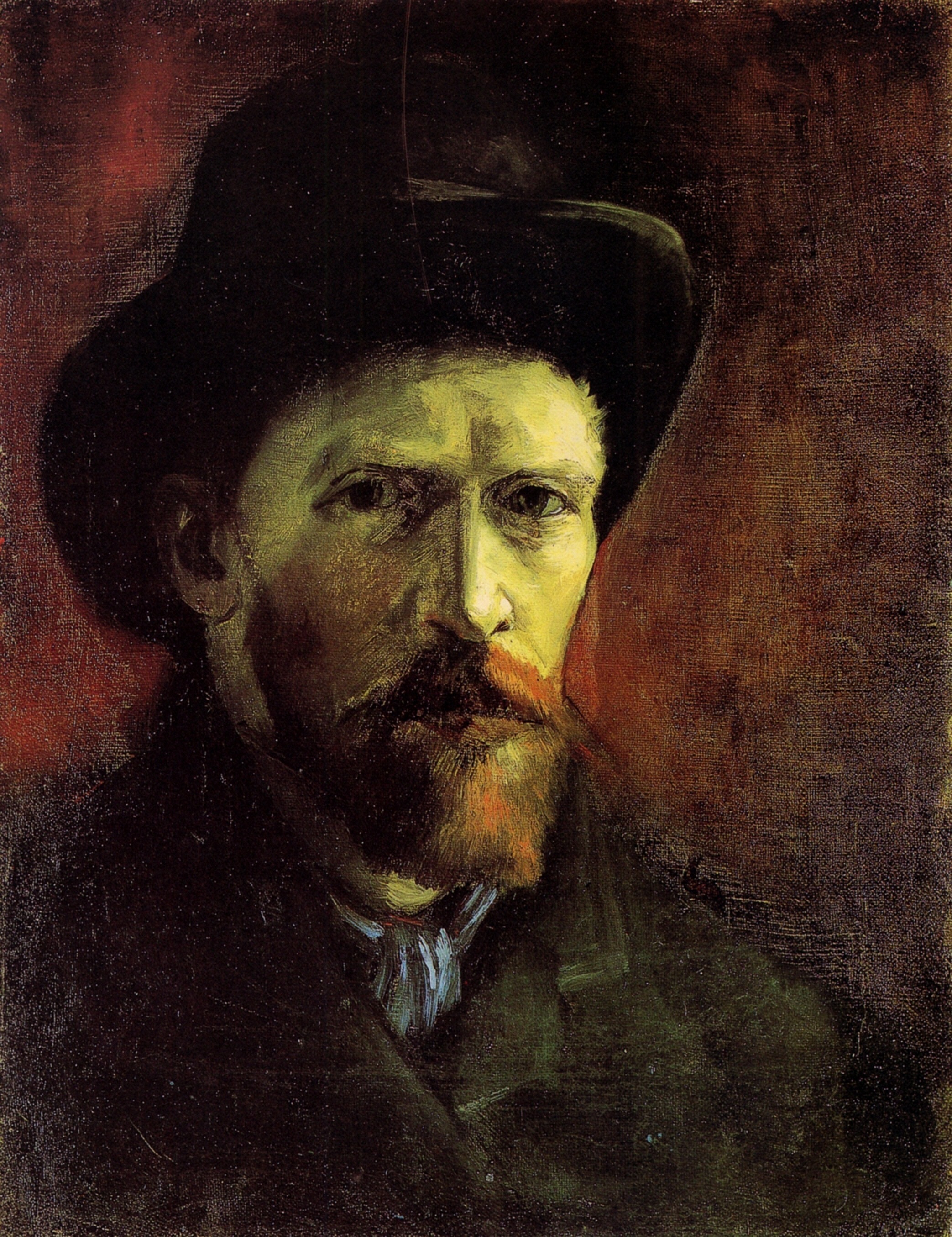 Self Portrait with Dark Felt Hat (1886) Vincent van Gogh tablo - Dekolata