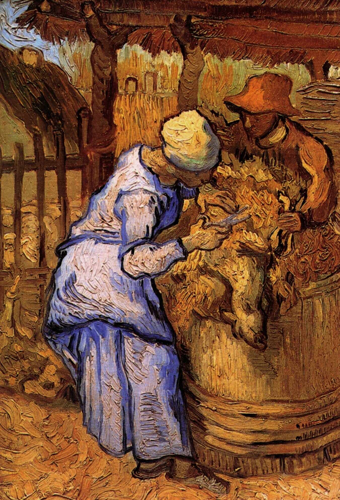 Sheep Shearers, The after Millet (1889) Vincent van Gogh tablo - Dekolata