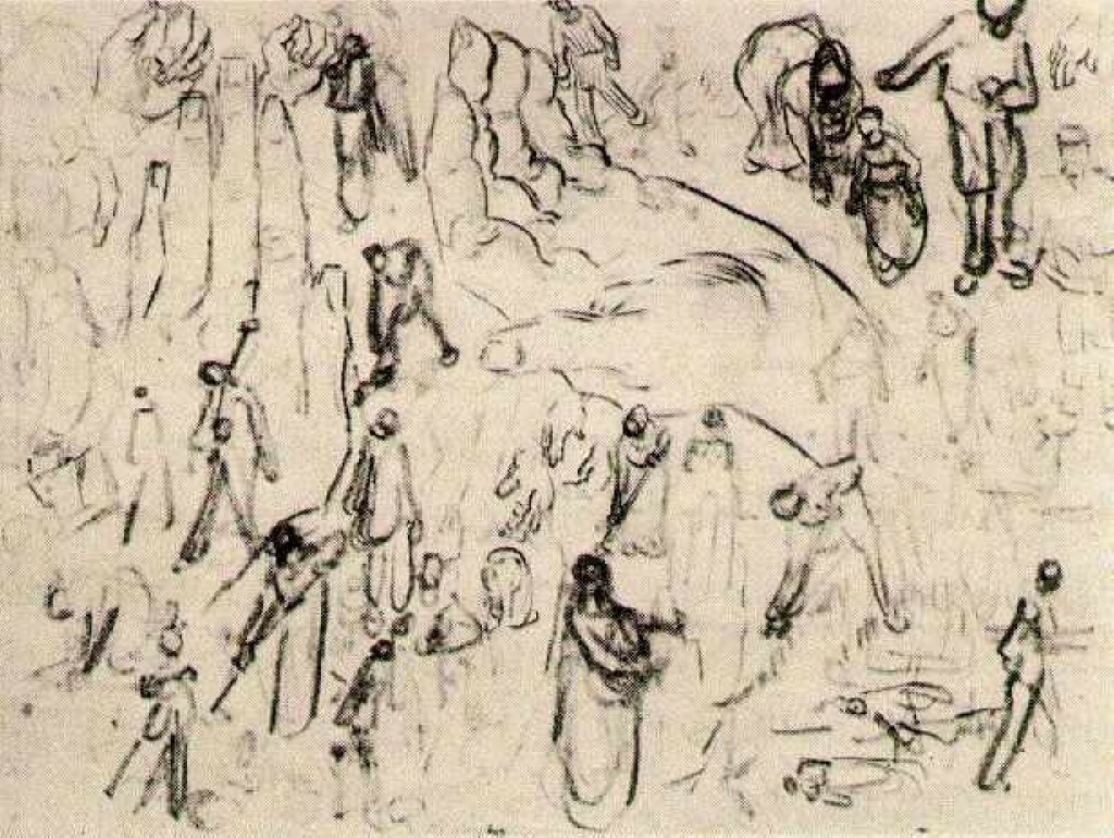 Sheet with Figures and Hands (1890) Vincent van Gogh tablo - Dekolata