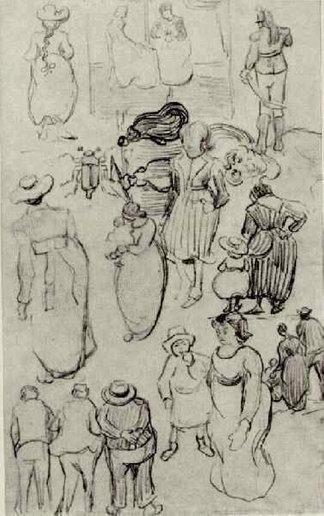 Sheet with Many Sketches of Figures (1890) Vincent van Gogh tablo - Dekolata