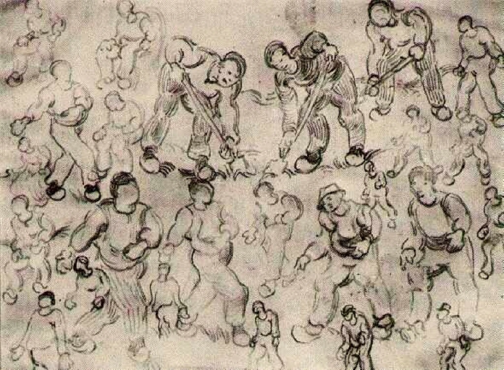 Sheet with Numerous Figure Sketches (1890) Vincent van Gogh tablo - Dekolata