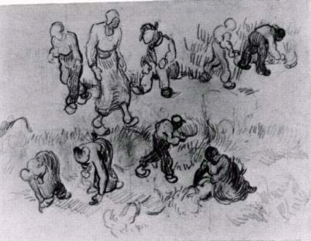 Sheet with Numerous Sketches of Working People (1890) Vincent van Gogh tablo - Dekolata