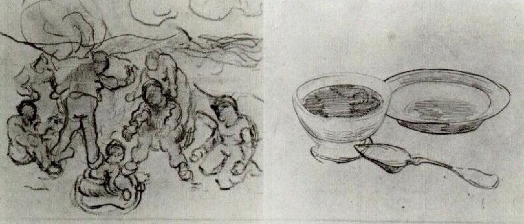 Sheet with Sketches of Figures (1890) Vincent van Gogh tablo - Dekolata
