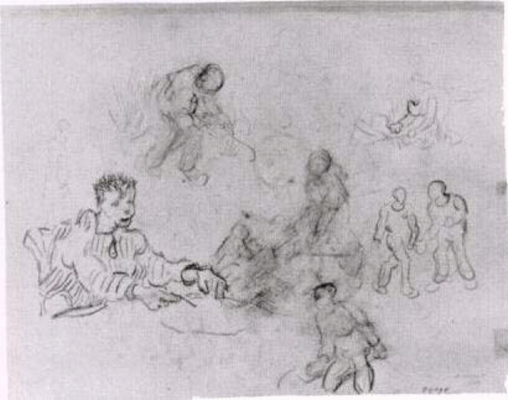 Sheet with Sketches of Peasants (1890) Vincent van Gogh tablo - Dekolata