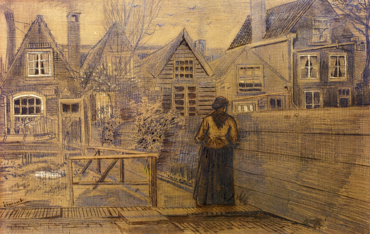 Sien's Mother's House Seen from the Backyard (1882) Vincent van Gogh tablo - Dekolata