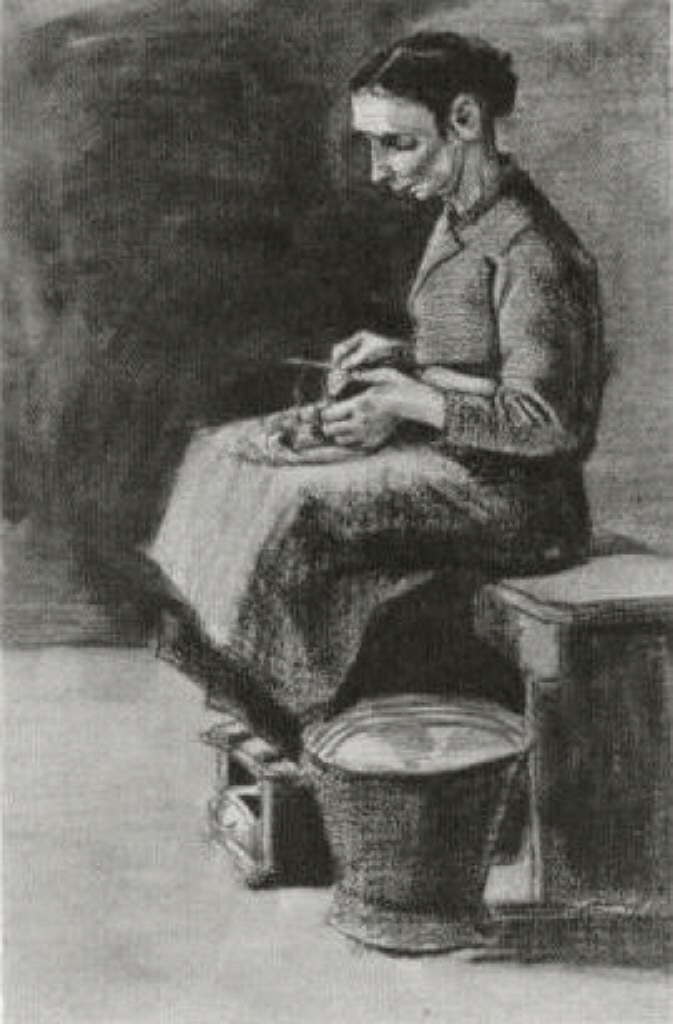Sien, Peeling Potatoes (1883) Vincent van Gogh tablo - Dekolata