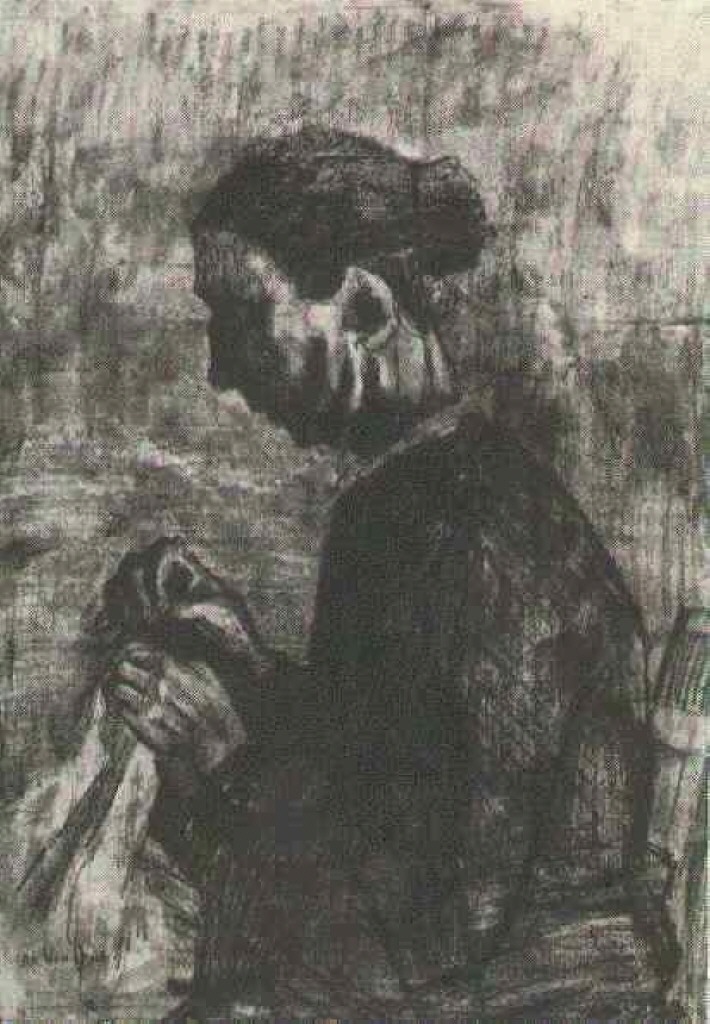 Sien, Sewing, Half Figure (1883) Vincent van Gogh tablo - Dekolata