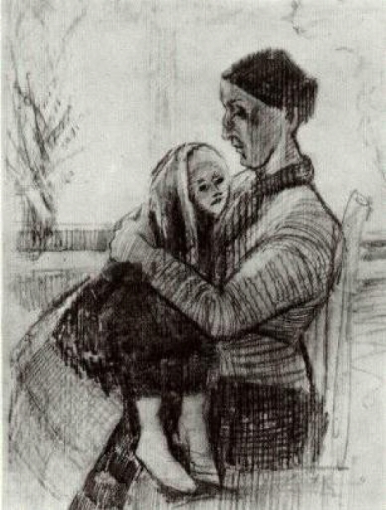 Sien with Child on her Lap (1882) – Vincent van Gogh Tablo