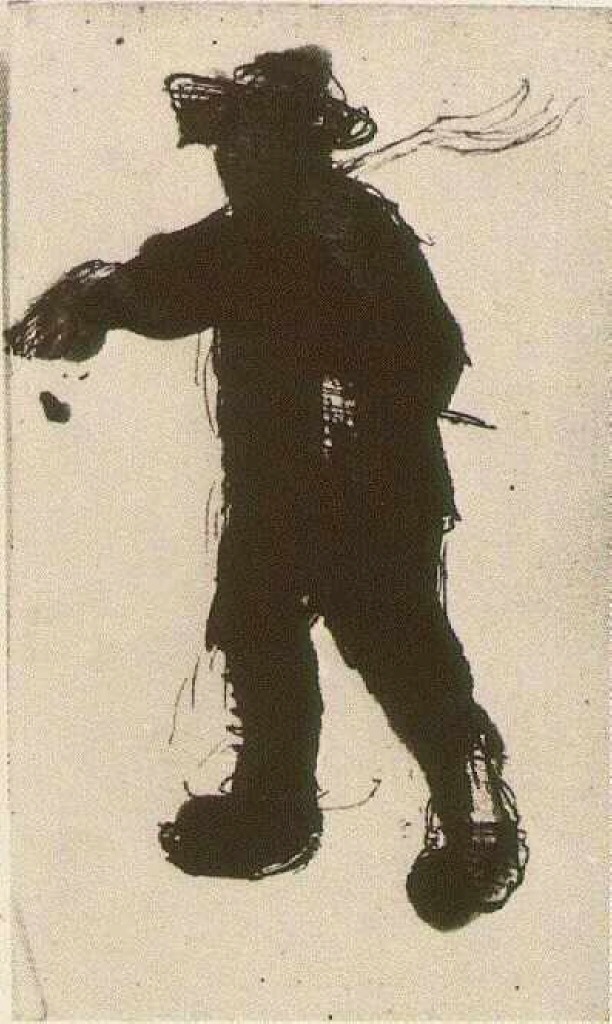 Silhouette of a Man with a Rake (1885) Vincent van Gogh tablo - Dekolata