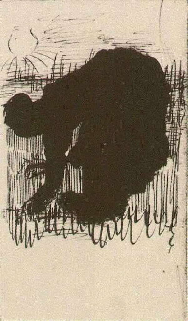 Silhouette of a Peasant Woman Digging Carrots (1885) Vincent van Gogh tablo - Dekolata