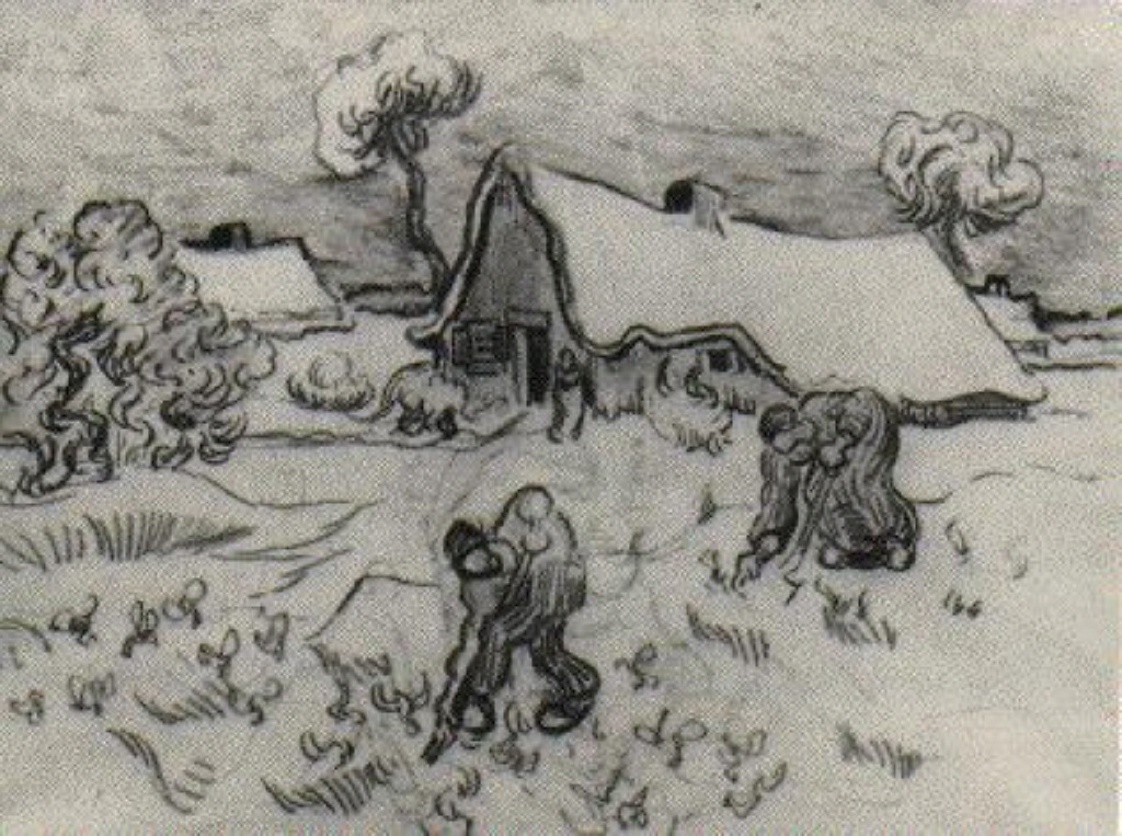 Sketch of Diggers and Other Figures (1890) – Vincent van Gogh Tablo