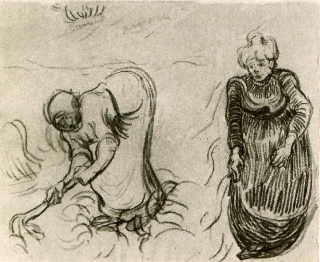 Sketch of Two Women (1890) Vincent van Gogh tablo - Dekolata