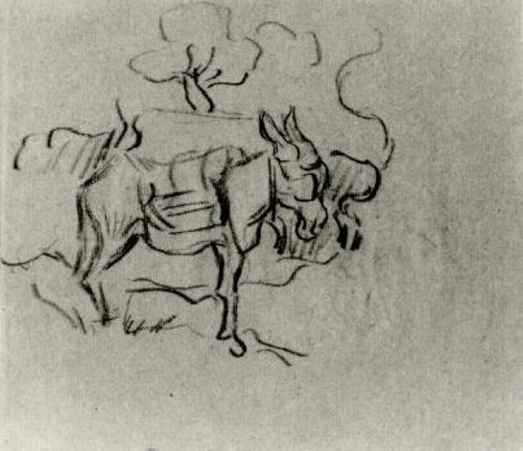 Sketch of a Donkey (1890) Vincent van Gogh tablo - Dekolata