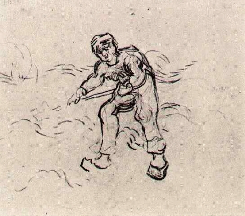 Sketch of a Peasant Working (1890) Vincent van Gogh tablo - Dekolata