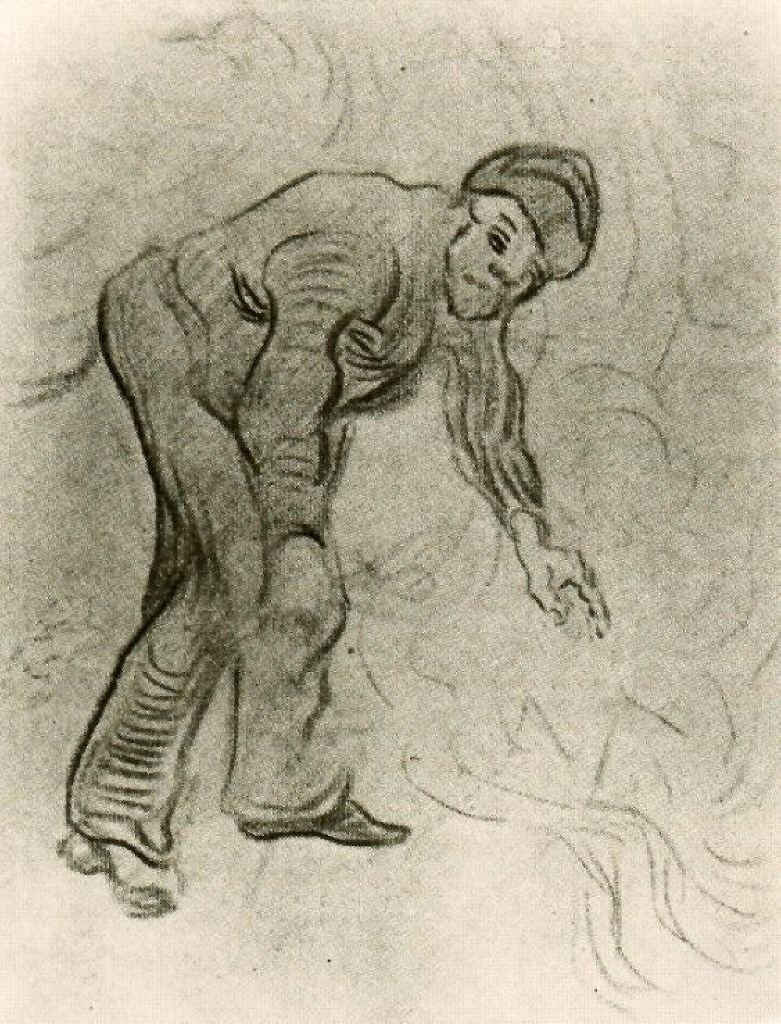 Sketch of a Stooping Man (1890) Vincent van Gogh tablo - Dekolata