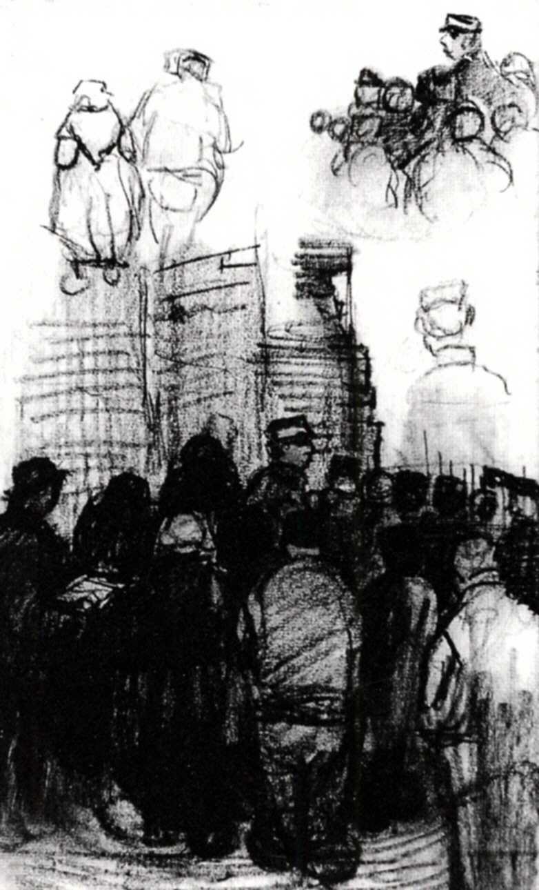 Sketches for the Drawing of an Auction (1885) Vincent van Gogh tablo - Dekolata
