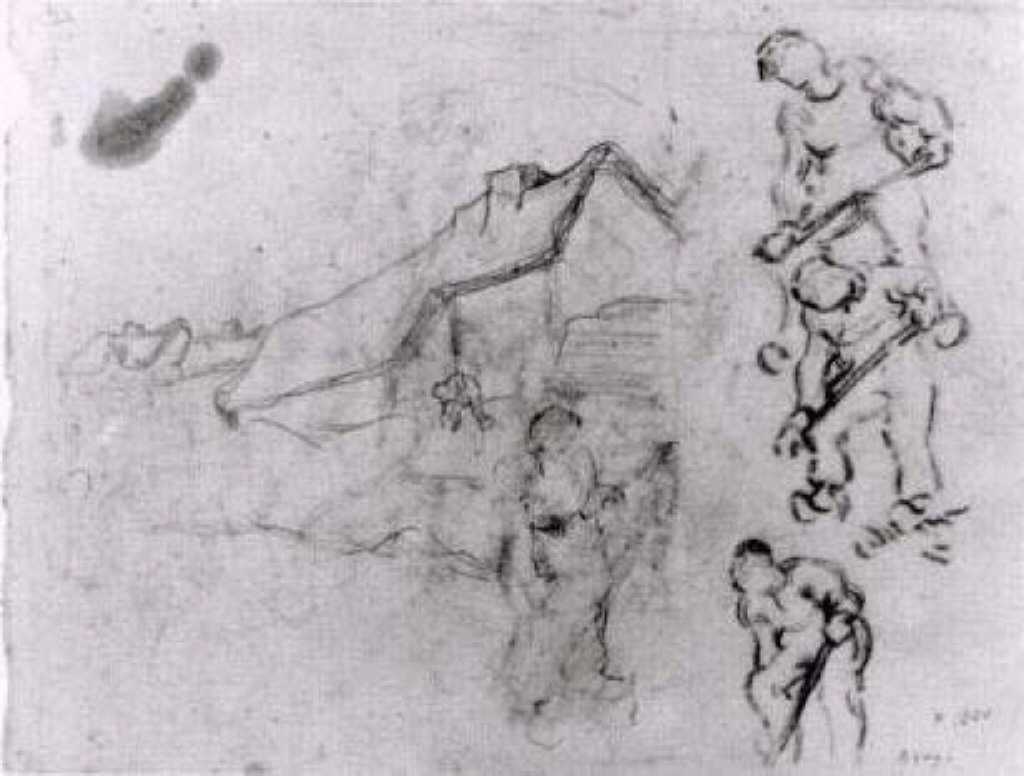 Sketches of a Cottage and Figures (1890) Vincent van Gogh tablo - Dekolata