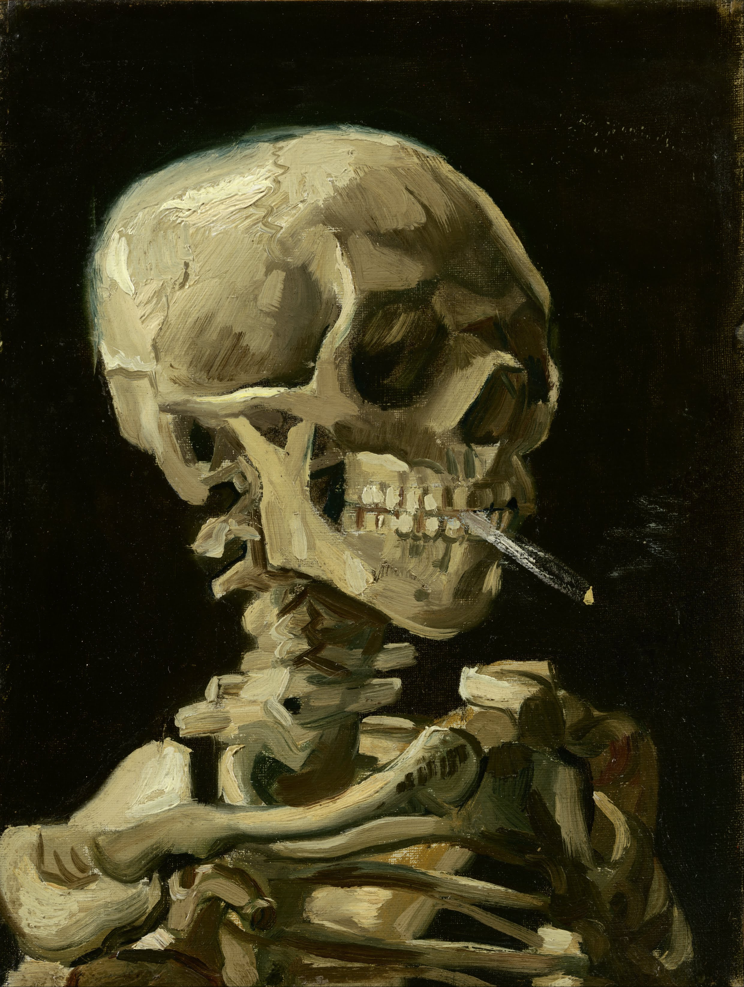 Skull of a Skeleton with Burning Cigarette (1885) Vincent van Gogh tablo - Dekolata