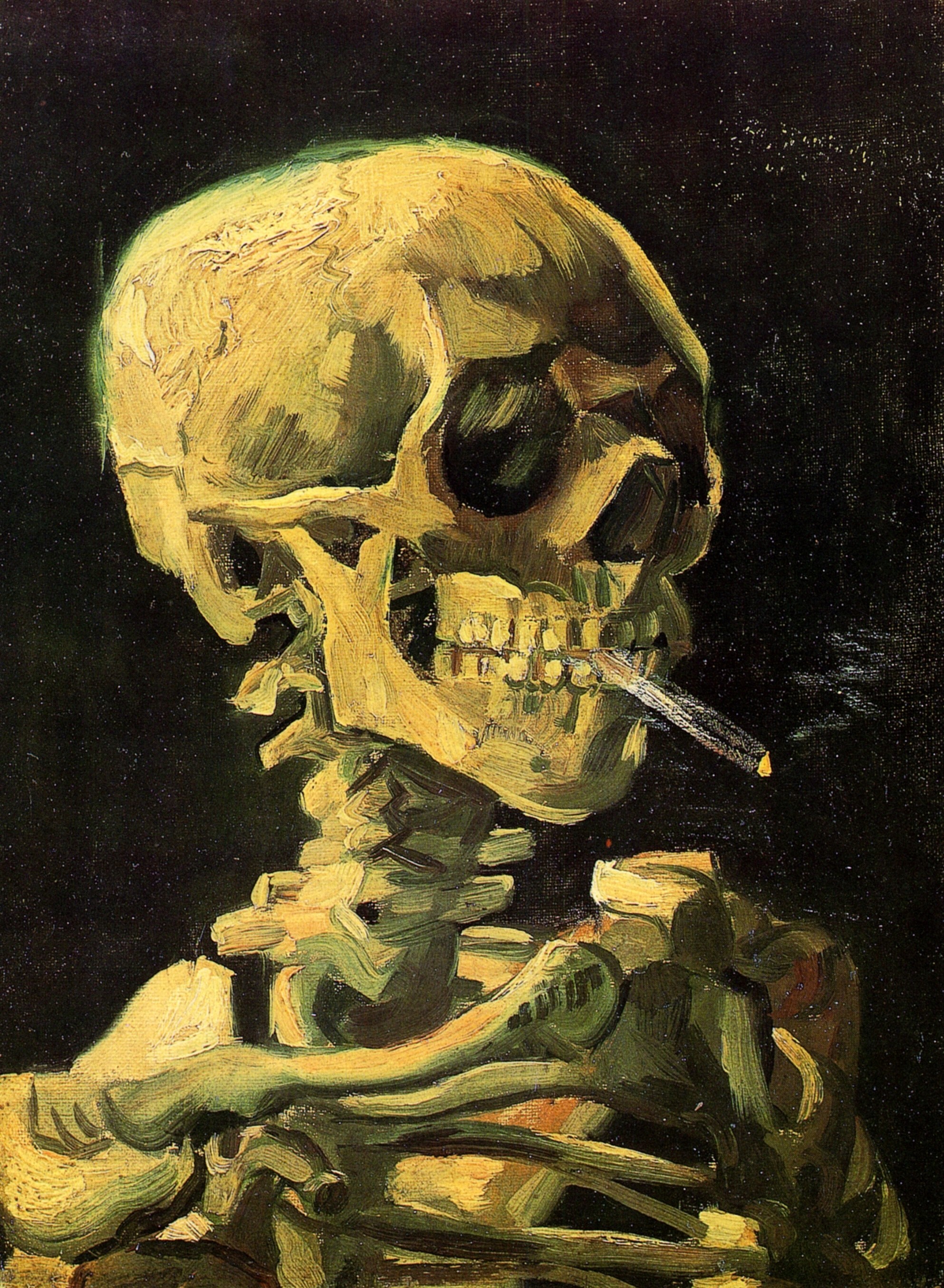 Skull with Burning Cigarette (1885) Vincent van Gogh tablo - Dekolata
