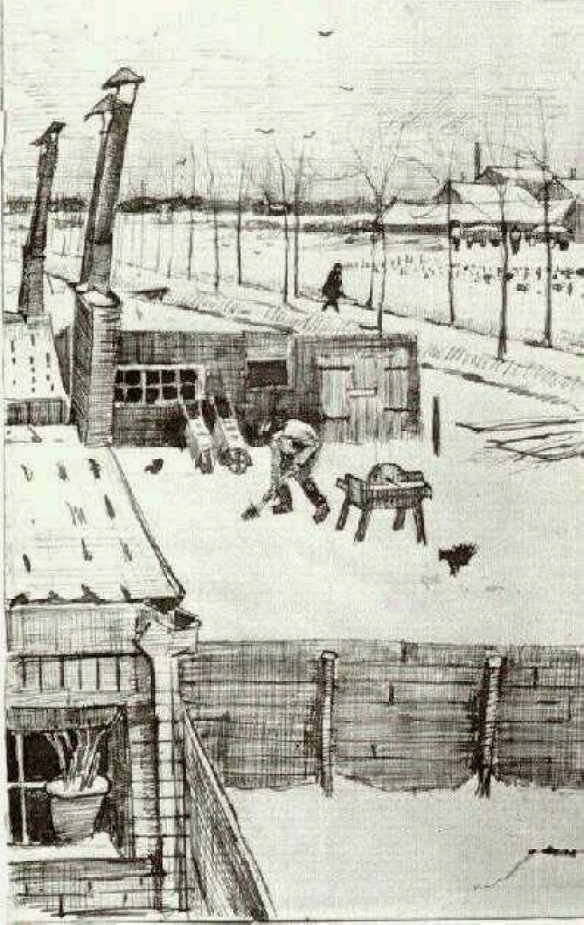 Snowy Yard (1883) – Vincent van Gogh Tablo
