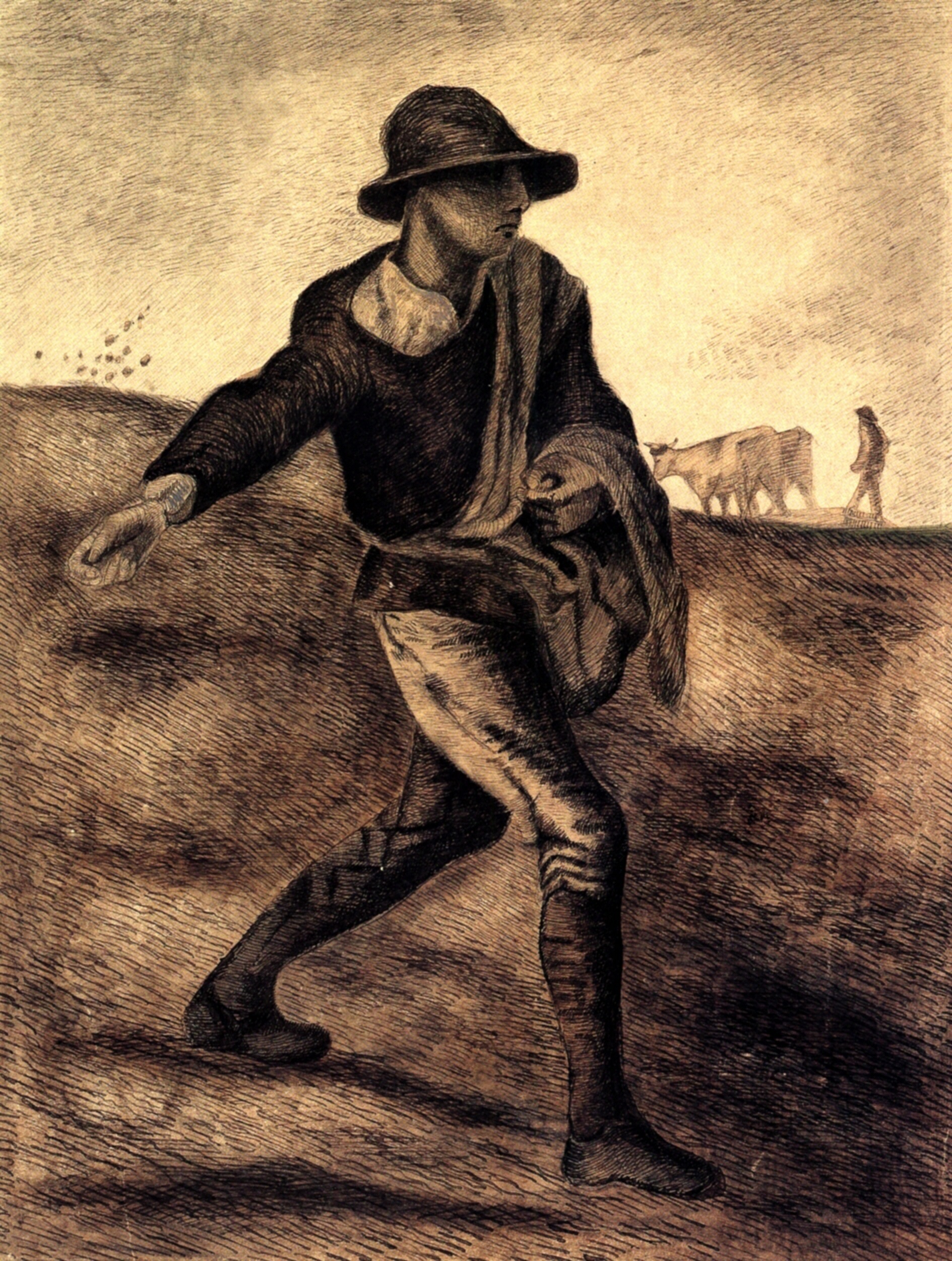 Sower (after Millet) (1881) Vincent van Gogh tablo - Dekolata