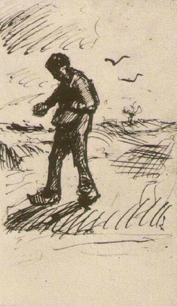 Sower Facing Left (1885) Vincent van Gogh tablo - Dekolata