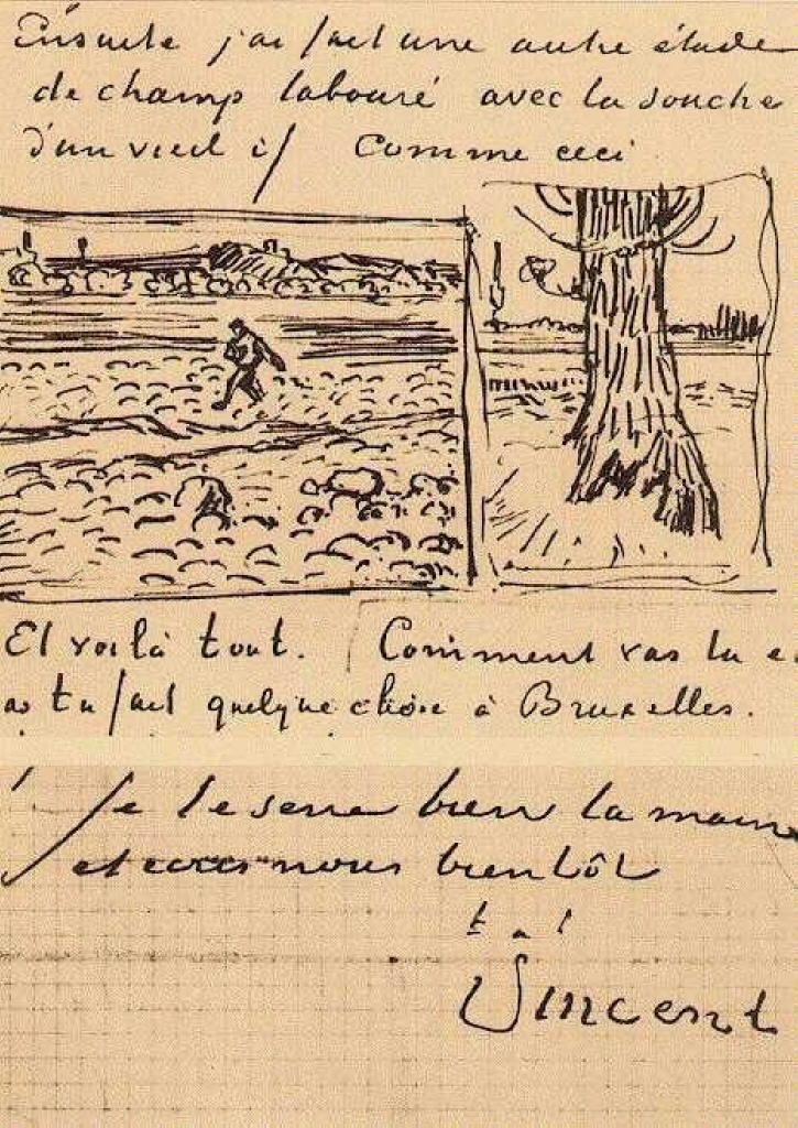 Sower and Trunk of an Old Yew Tree (1888) Vincent van Gogh tablo - Dekolata