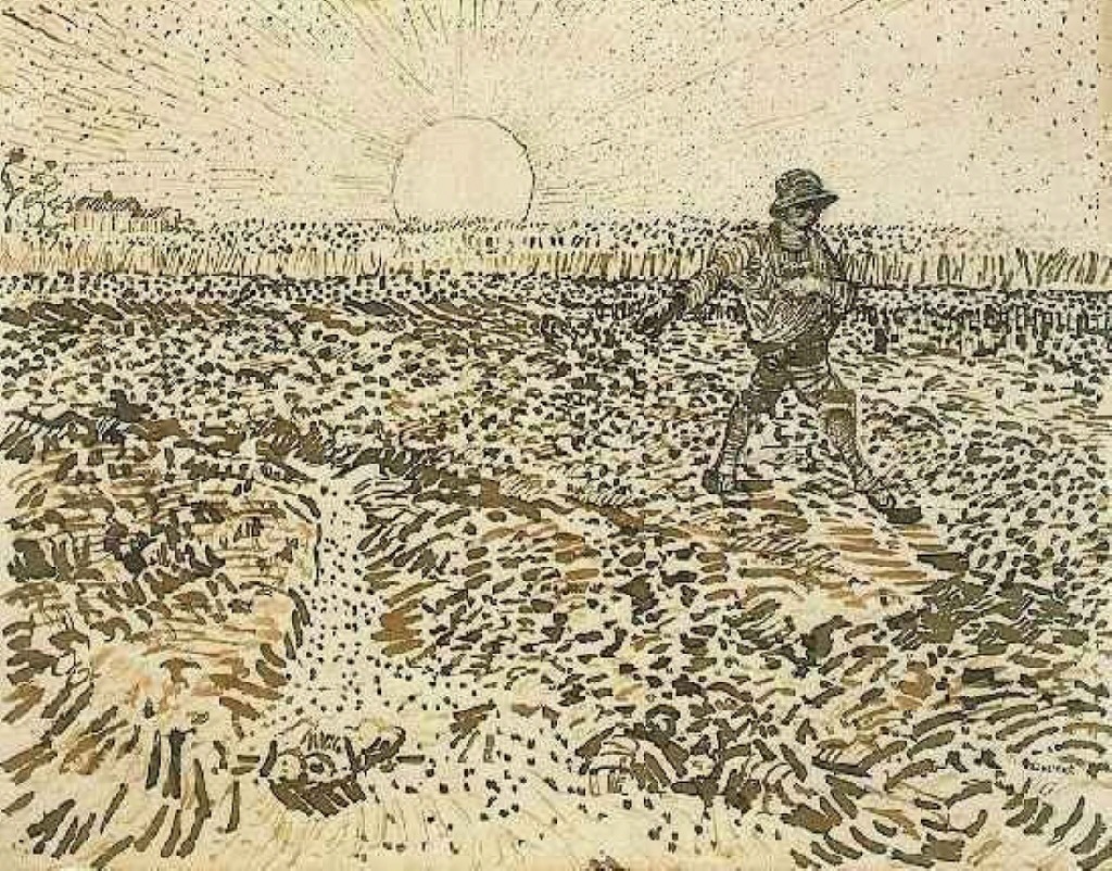 Sower with Setting Sun (1888) Vincent van Gogh tablo - Dekolata
