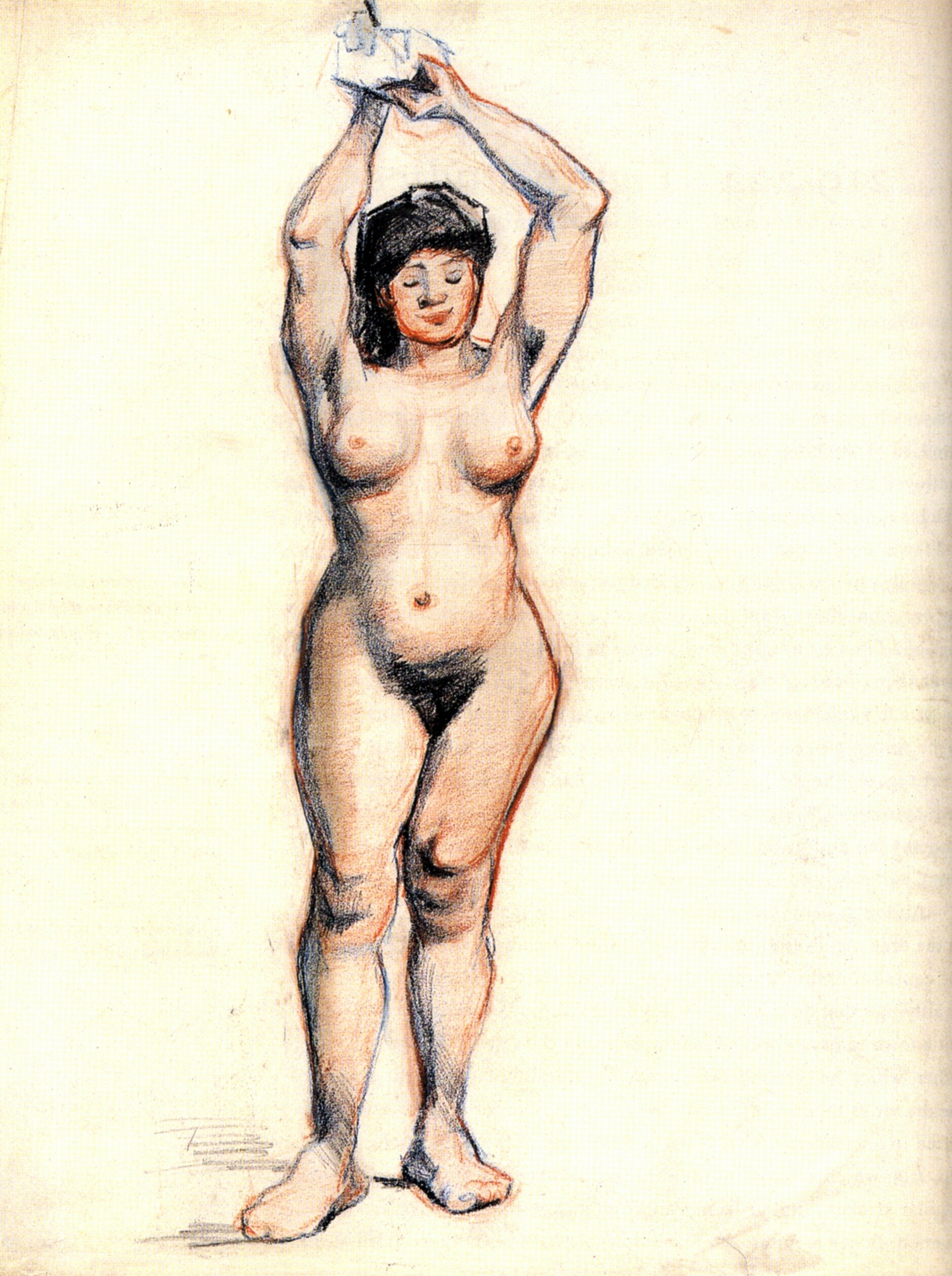 Standing Female Nude Seen from the Front (1886) Vincent van Gogh tablo - Dekolata