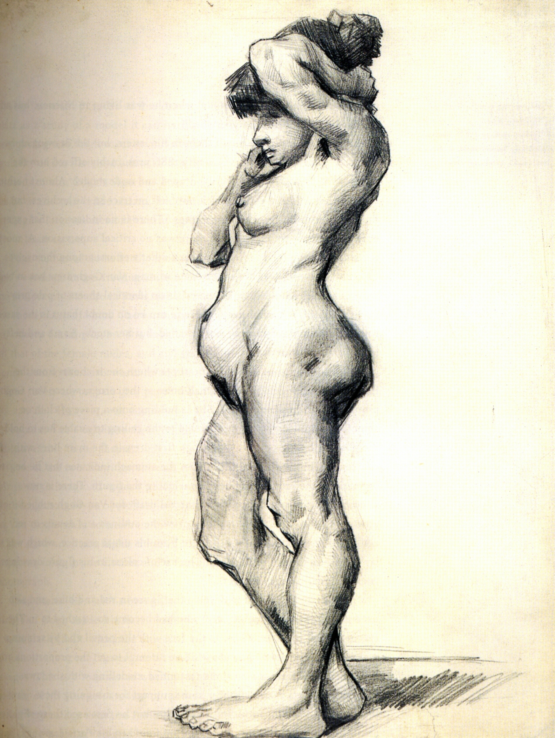Standing Female Nude Seen from the Side (1886) Vincent van Gogh tablo - Dekolata