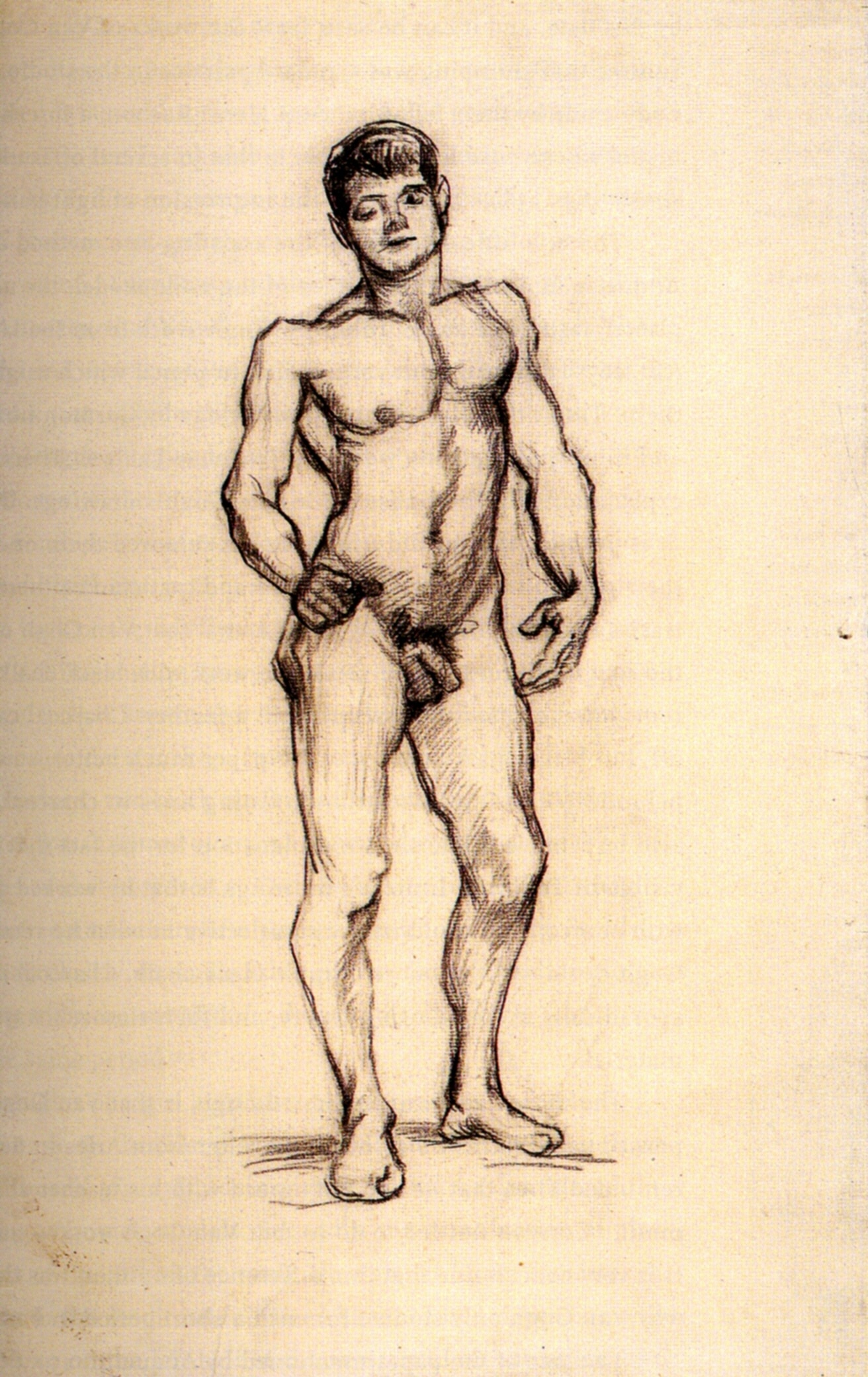 Standing Male Nude Seen from the Front (1886) – Vincent van Gogh Tablo