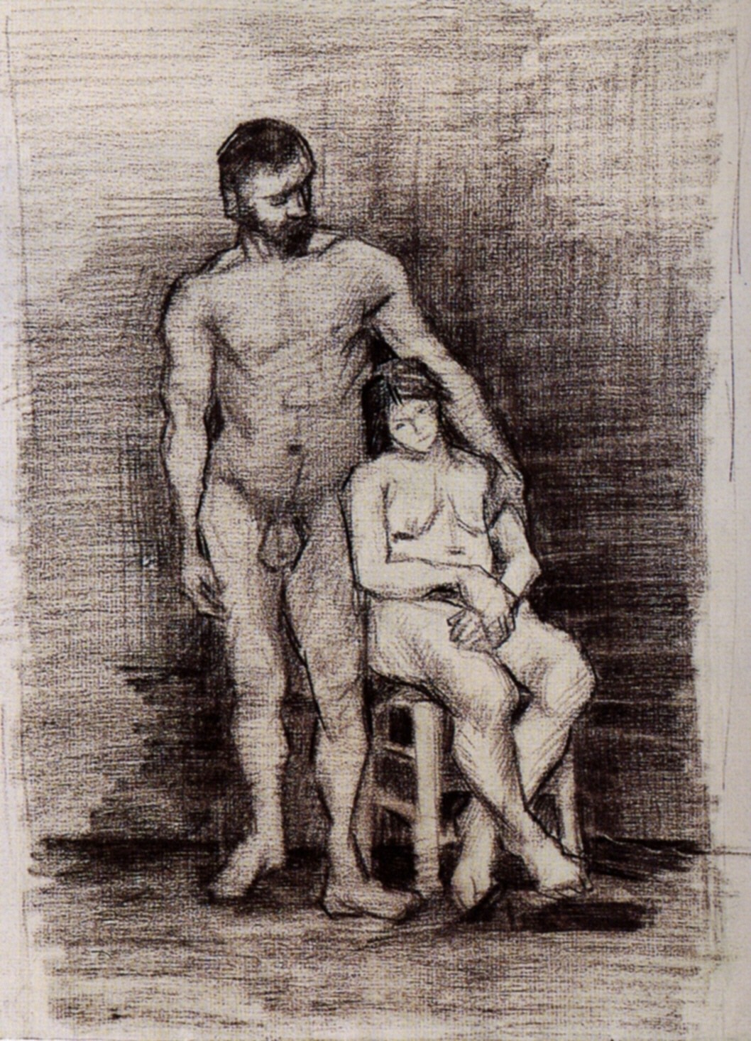 Standing Male and Seated Female Nudes (1887) Vincent van Gogh tablo - Dekolata