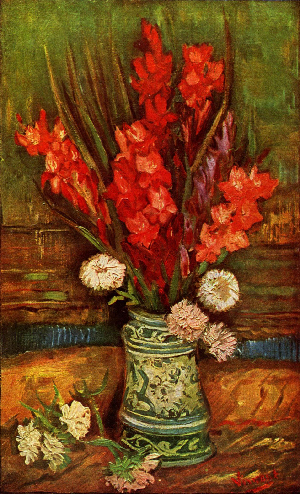 Still LIfe Vase with Red Gladiolas (1886) Vincent van Gogh tablo - Dekolata