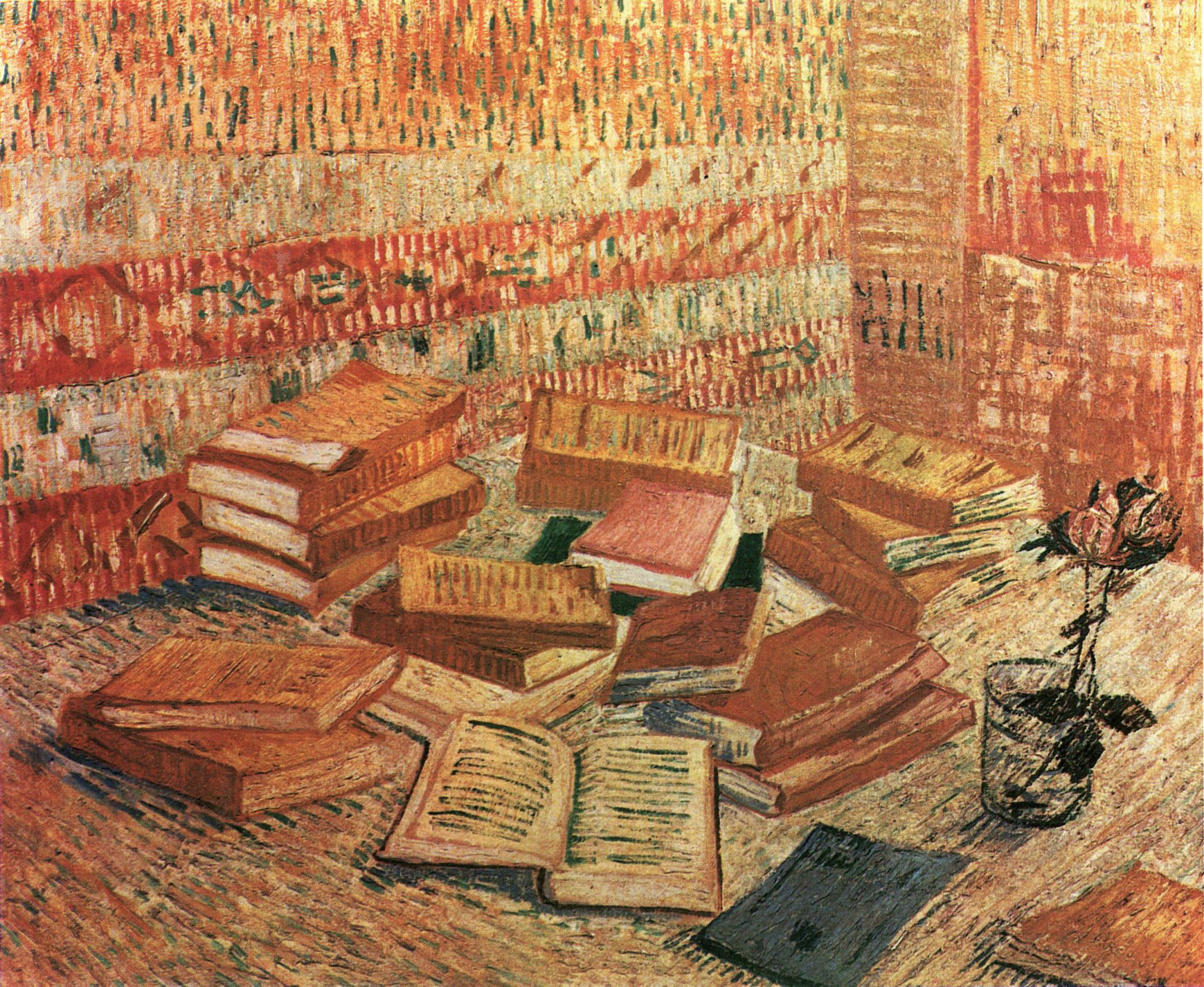 Still Life French Novels and Rose (1888) Vincent van Gogh tablo - Dekolata