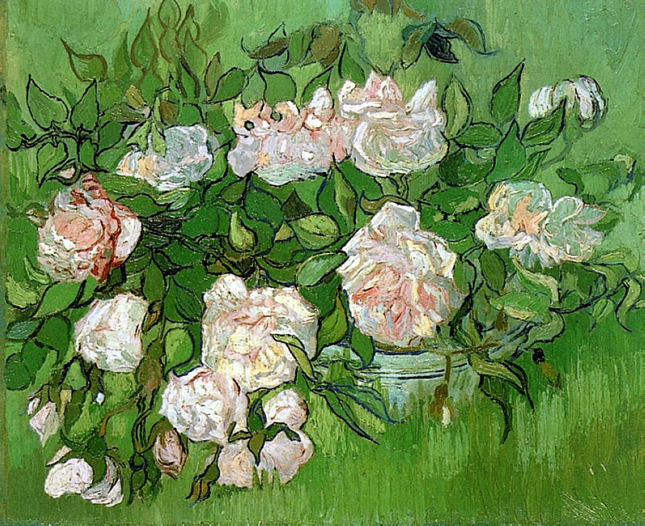 Still Life Pink Roses (1890) Vincent van Gogh tablo - Dekolata