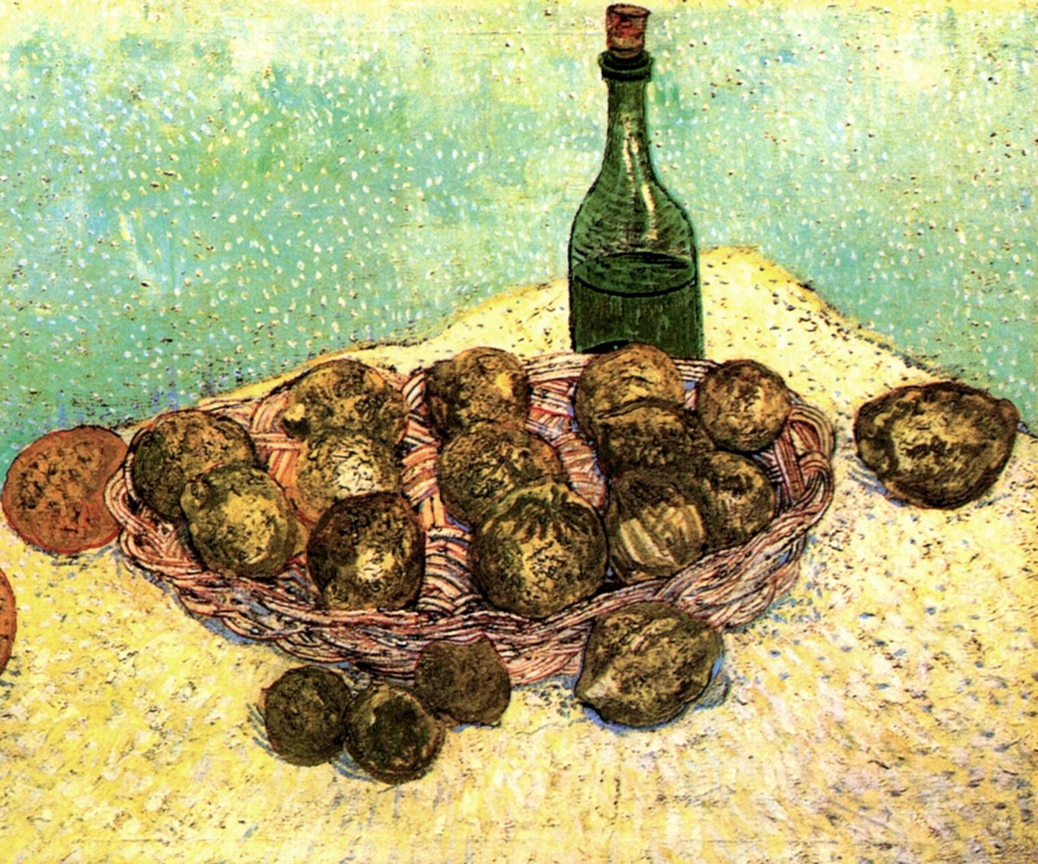 Still Life Bottle, Lemons and Oranges (1888) Vincent van Gogh tablo - Dekolata