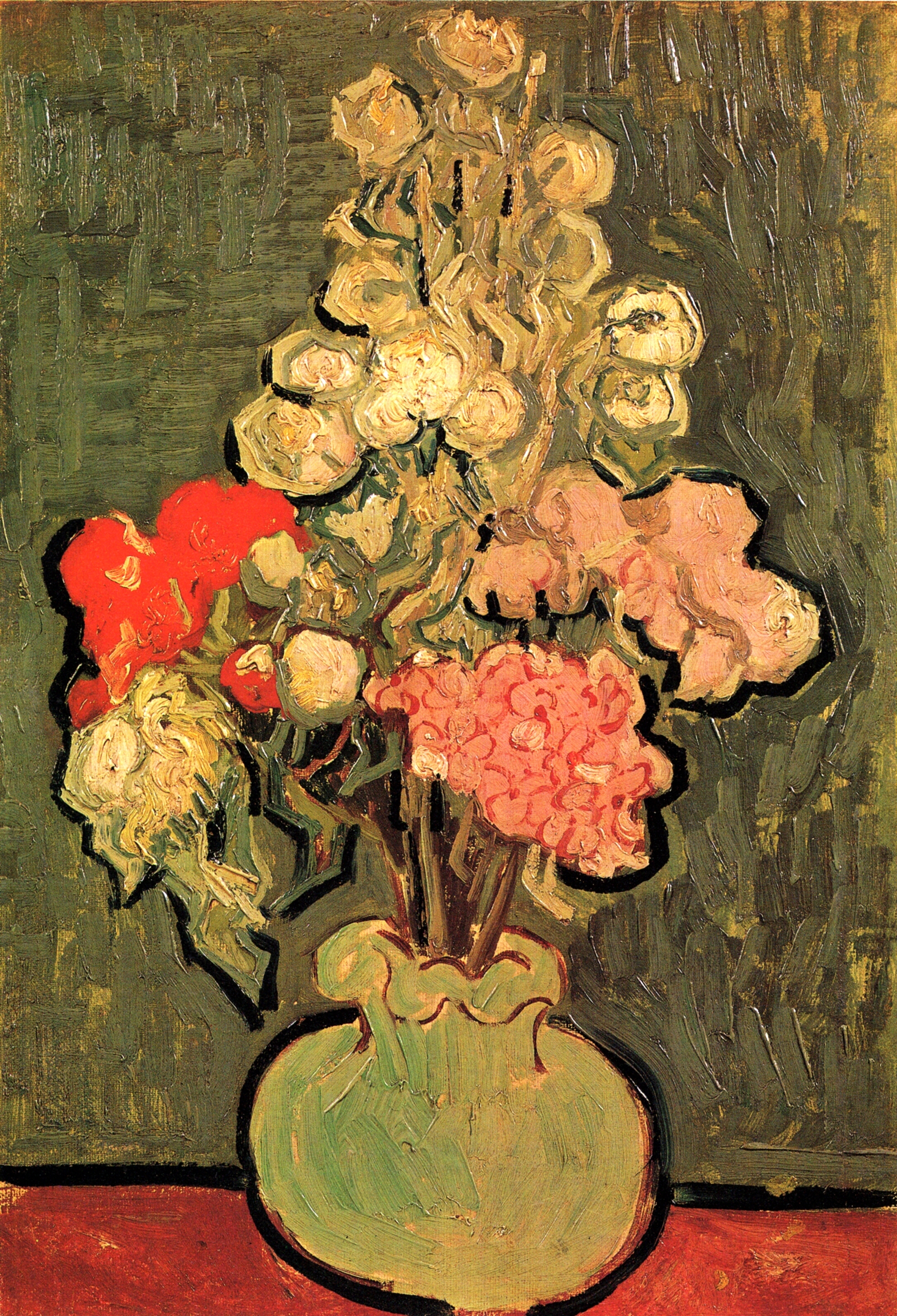 Still Life Vase with Rose Mallows (1890) Vincent van Gogh tablo - Dekolata