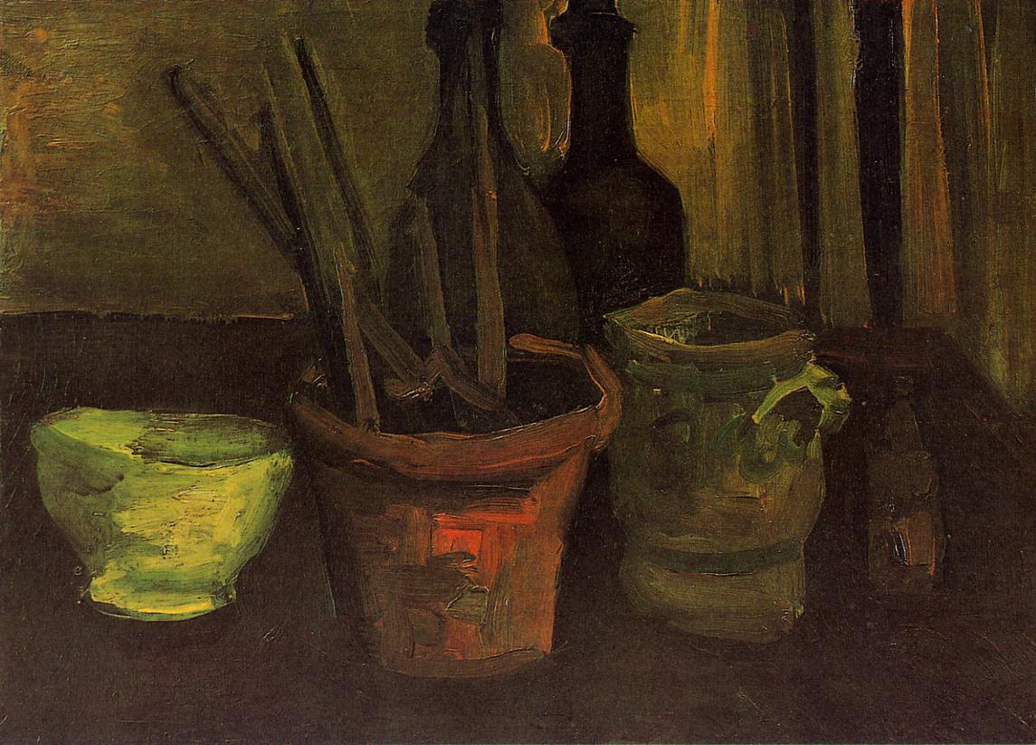 Still Life of Paintbrushes in a Flowerpot (1884) Vincent van Gogh tablo - Dekolata