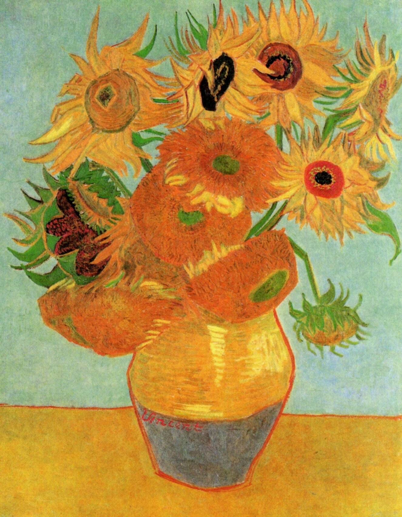 Still Life Vase with Twelve Sunflowers (1889) Vincent van Gogh tablo - Dekolata