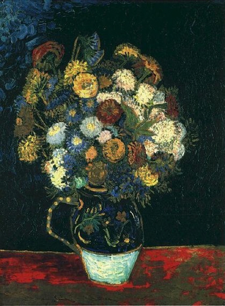 Still Life Vase with Zinnias (1888) Vincent van Gogh tablo - Dekolata