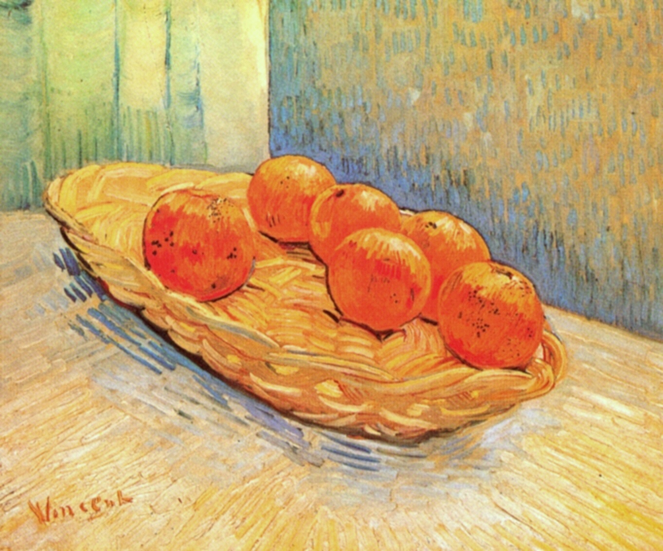 Still Life with Basket and Six Oranges (1888) – Vincent van Gogh Tablo