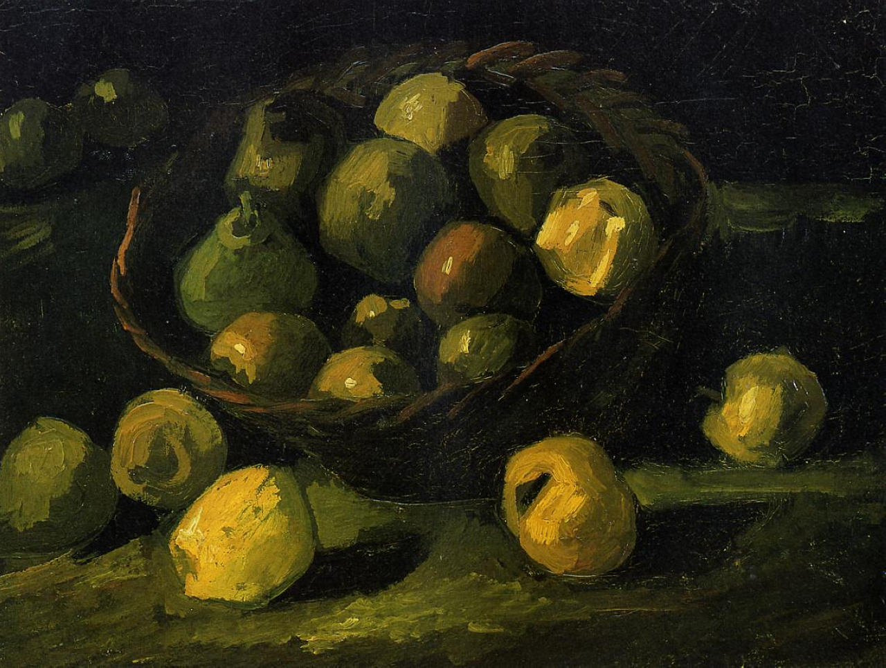 Still Life with Basket of Apples (1885) Vincent van Gogh tablo - Dekolata