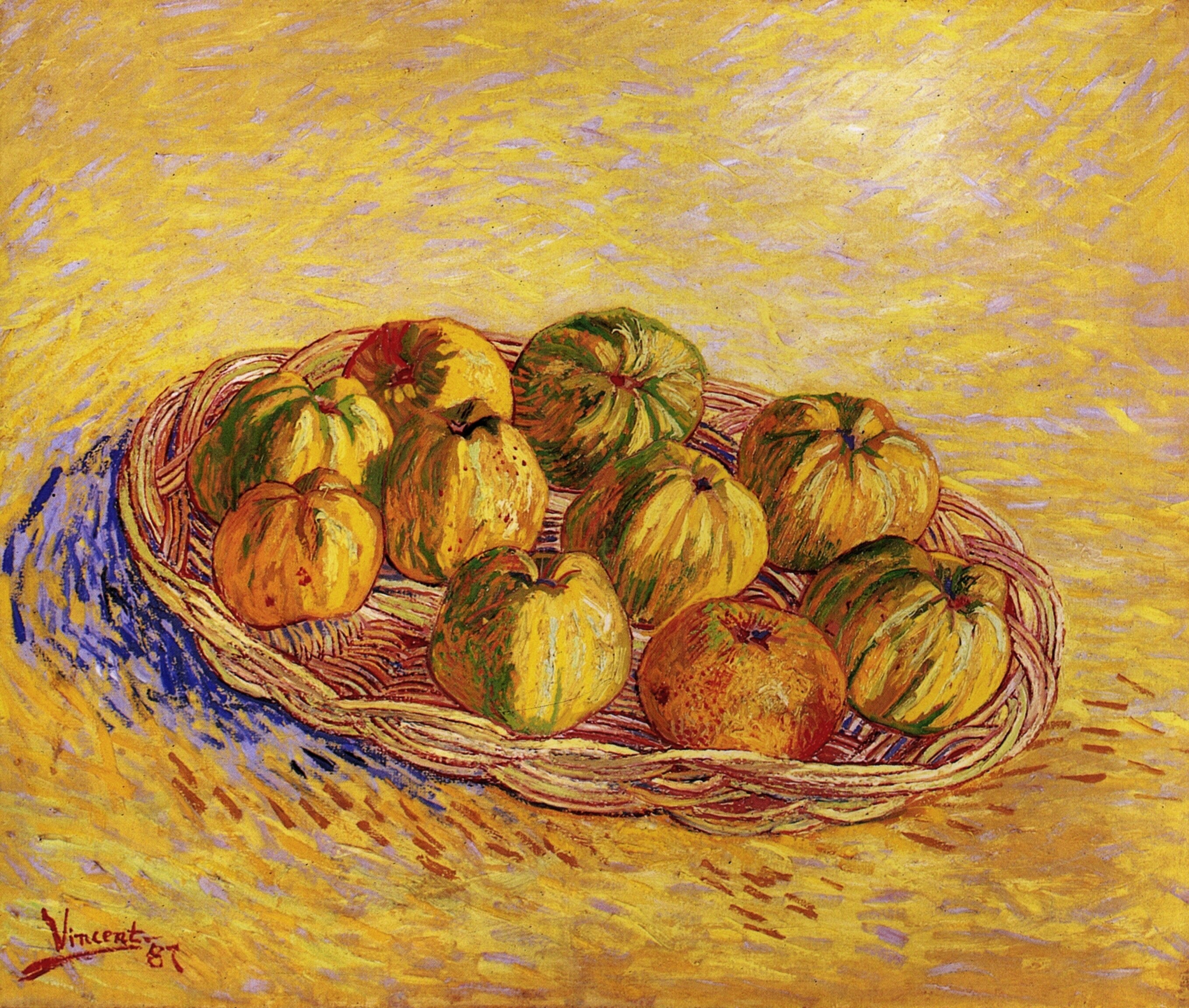 Still Life with Basket of Apples (1887) Vincent van Gogh tablo - Dekolata