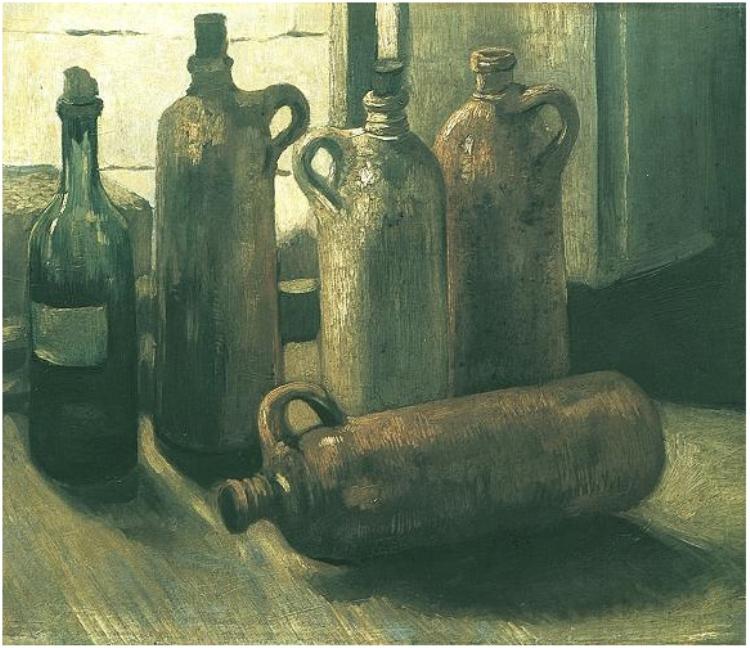 Still Life with Five Bottles (1884) Vincent van Gogh tablo - Dekolata