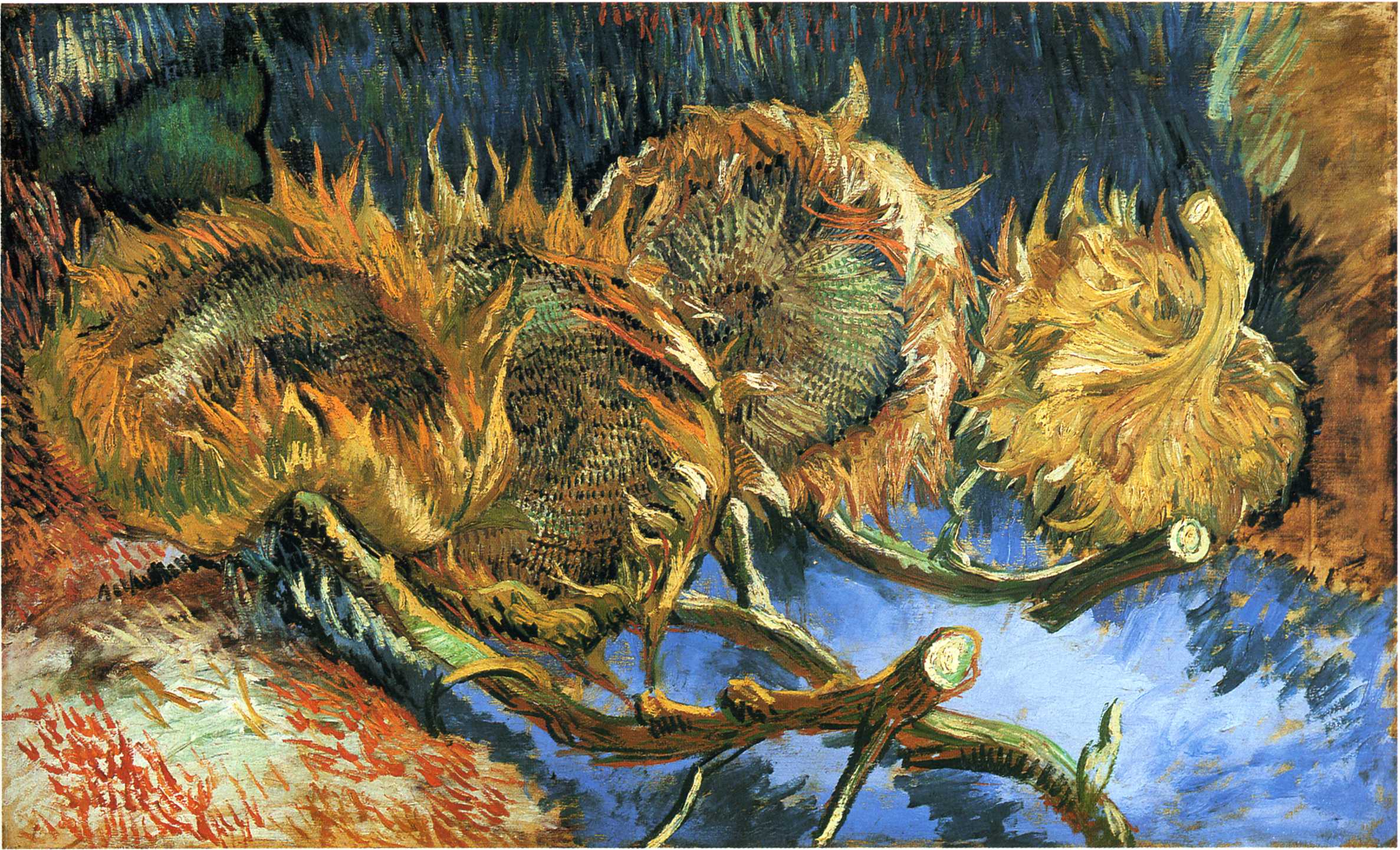 Still Life with Four Sunflowers (1887) Vincent van Gogh tablo - Dekolata