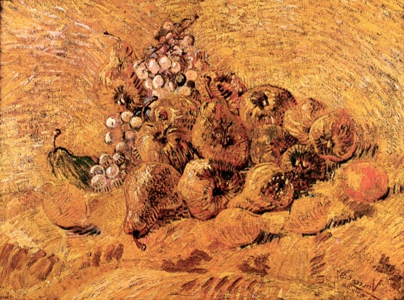 Still Life with Grapes, Pears and Lemons (1887) Vincent van Gogh tablo - Dekolata