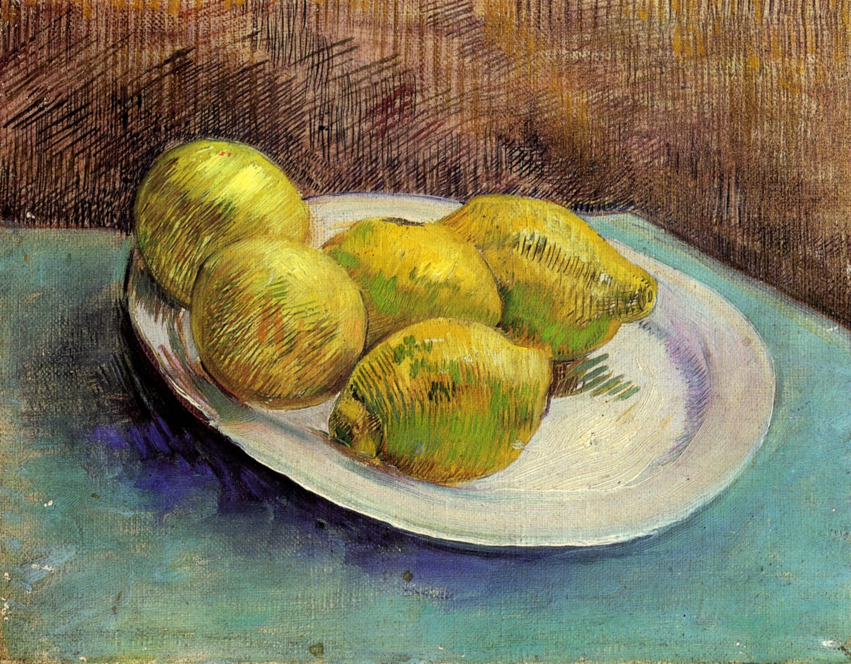 Still Life with Lemons on a Plate (1887) Vincent van Gogh tablo - Dekolata