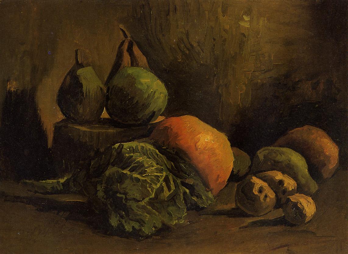 Still Life with Vegetables and Fruit (1885) Vincent van Gogh tablo - Dekolata
