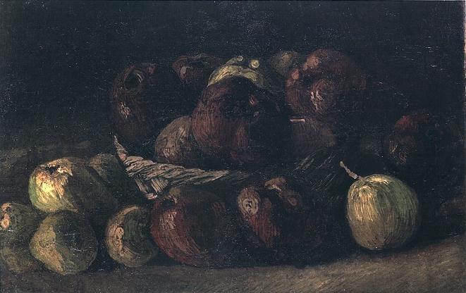 Still life with a basket of apples (1885) Vincent van Gogh tablo - Dekolata