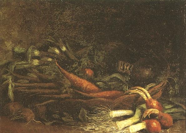Still life with a basket of vegetables (1885) Vincent van Gogh tablo - Dekolata
